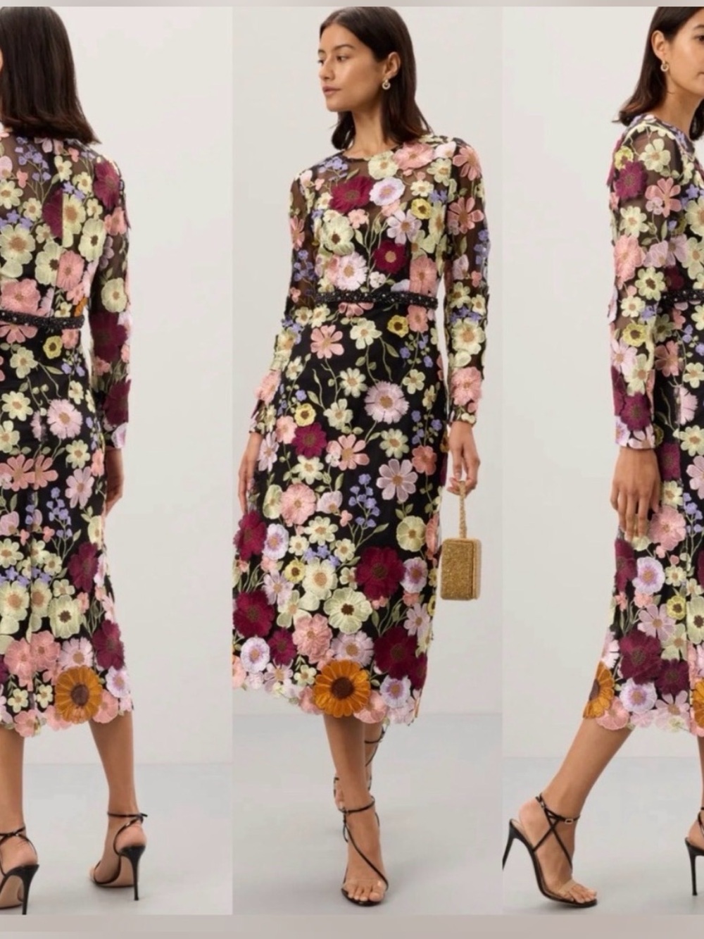 Mac Duggal High Neck Floral Embellished A-Line Dress size 4.